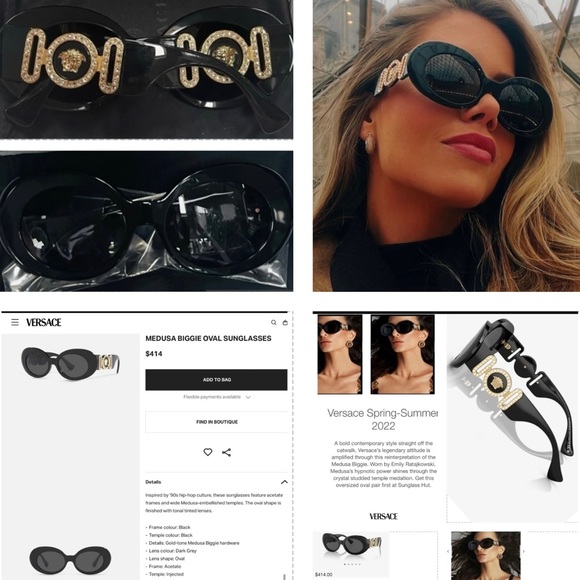 VERSACE MEDUSA OVAL AS SEEN ON EMILY RATAJKOWSKI FOR 2022 VERSACE CAMPAIGN - Picture 13 of 16